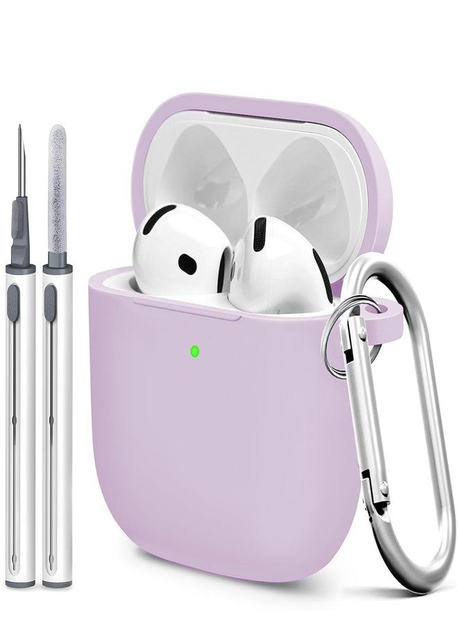 Woyinger Silicone Case Cover for AirPods 4th Gen, Soft Skin with Cleaner Kit, Keychain, Full Protection for Men & Women (Lavender) - Image 1