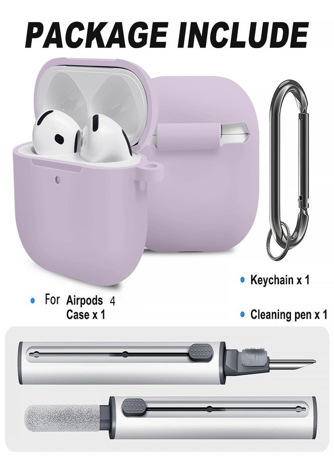 Woyinger Silicone Case Cover for AirPods 4th Gen, Soft Skin with Cleaner Kit, Keychain, Full Protection for Men & Women (Lavender) - Image 2
