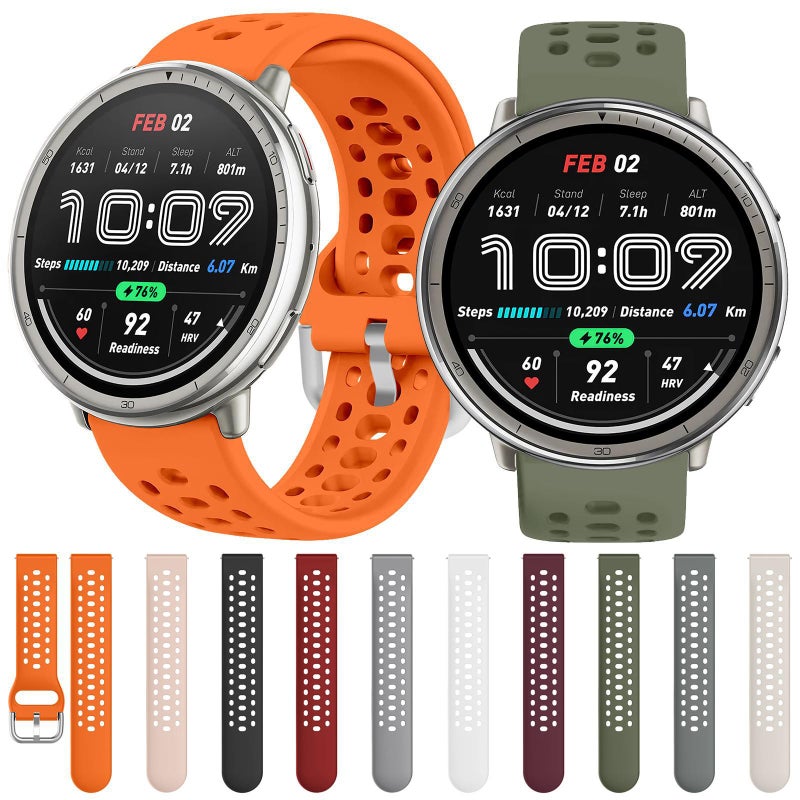 erorex 20Mm Silver Buckle Silicone Sport Watch Band(Orange) - Image 4