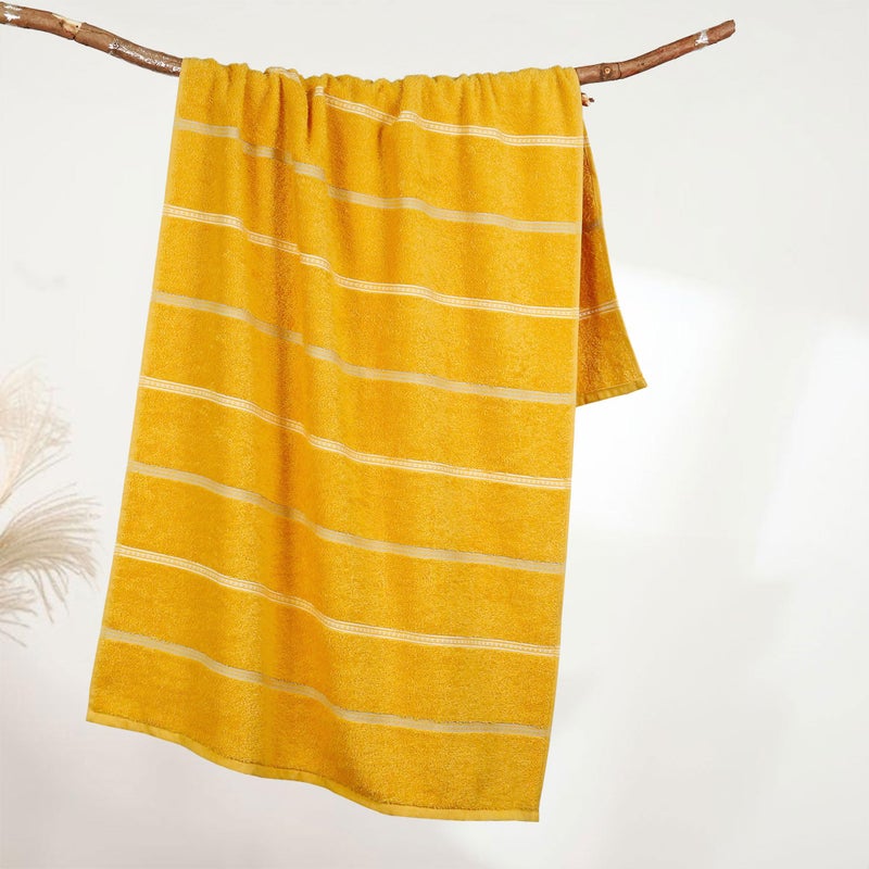 MYTRIDENT Towel for Bath, Urban Comfort, 450 GSM, 100% Cotton, Bath Towel, Drama Yellow - Image 2