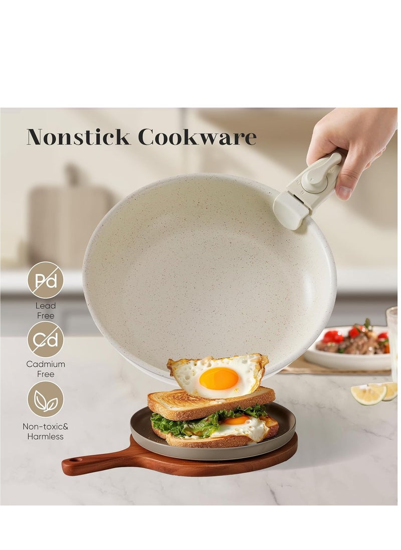 Sharpdo 15 pcs Non Stick Cookware Set, Pots and Pans Set with Detachable Handle, RV Cooking Set, Induction Gas Hob Pans kitchen Set, Hiking, Camping, Black  - Image 4