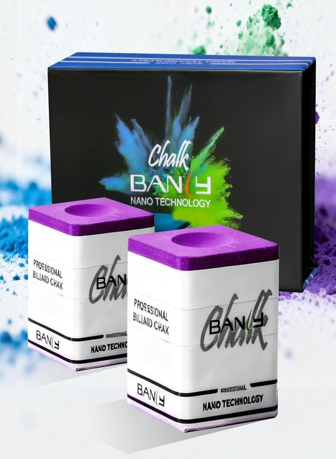 Banly Pool Cue Chalk, Nano Technology Billiard Chalk for Professional Tournament Standard, Low Dust, Super Dense, Suitable for Snooker/Pool/8-Ball, 2 pcs Purple - Image 1