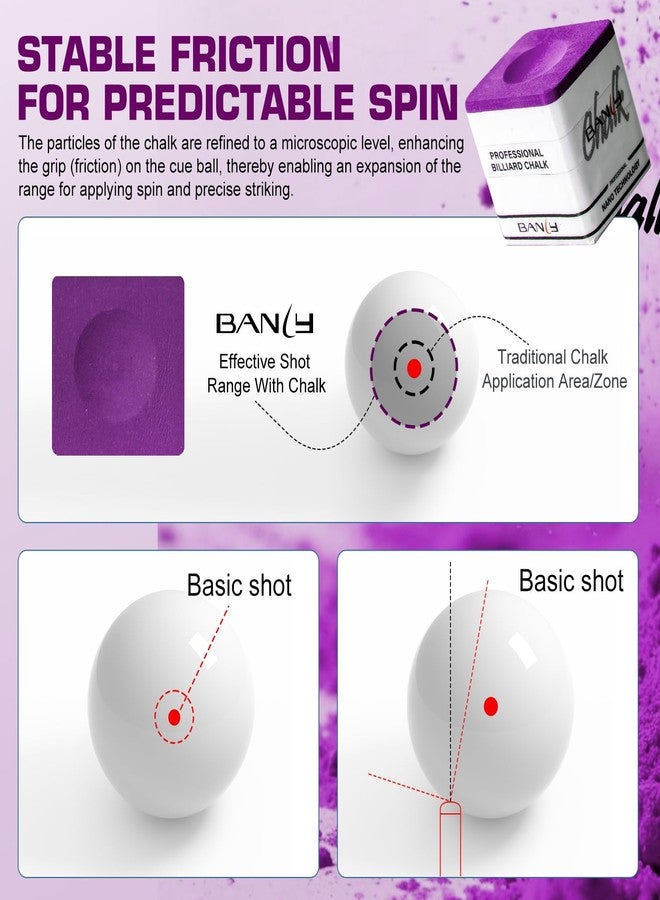 Banly Pool Cue Chalk, Nano Technology Billiard Chalk for Professional Tournament Standard, Low Dust, Super Dense, Suitable for Snooker/Pool/8-Ball, 2 pcs Purple - Image 4