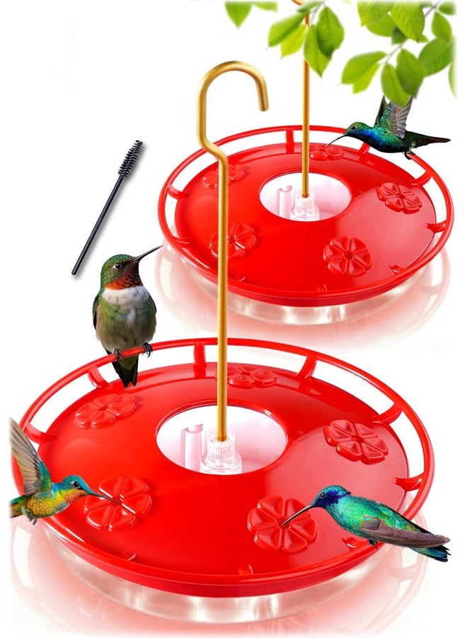 eWonLife Hummingbird Feeder for Outdoors Hanging, 2 Pack, Leak-Proof, Easy to Clean and Fill, Saucer Humming Feeder for Hummer Birds, Including Hanging Hook, with 5 Feeder Ports (16 OZ/Pack) - Image 1