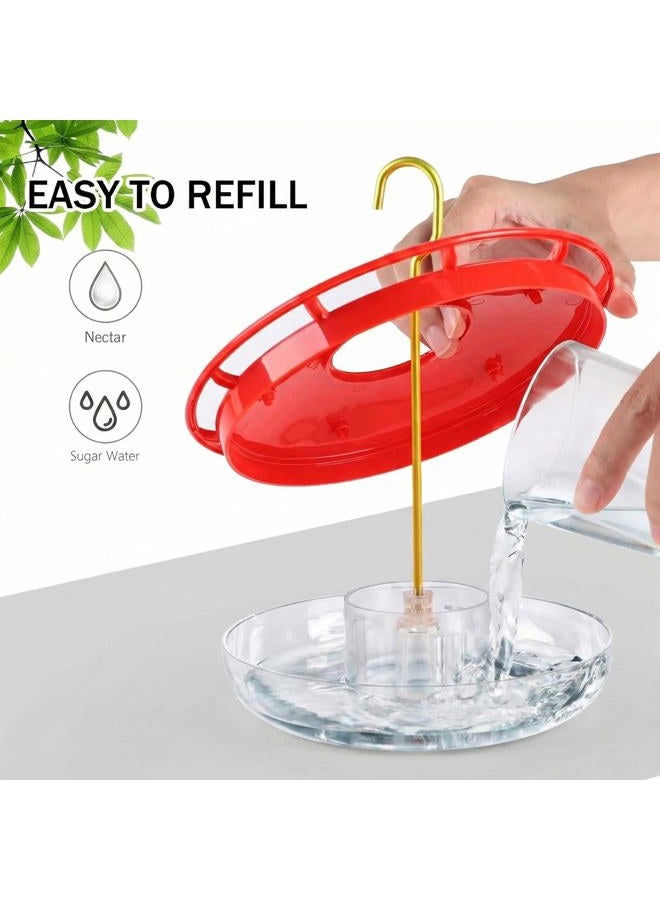 eWonLife Hummingbird Feeder for Outdoors Hanging, 2 Pack, Leak-Proof, Easy to Clean and Fill, Saucer Humming Feeder for Hummer Birds, Including Hanging Hook, with 5 Feeder Ports (16 OZ/Pack) - Image 4