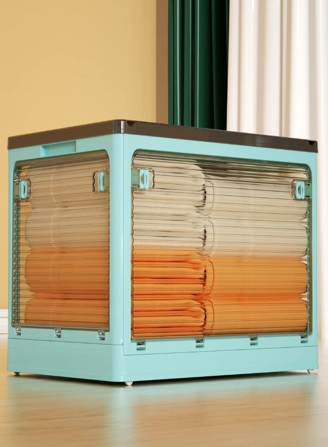Foscadit Folding Plastic Storage Bin, 5 Sided Door Opening Plastic Cloth Storage Bins with Carrying Handle for Living Room (40 X 28.5 X 23.5 CM) - Image 3