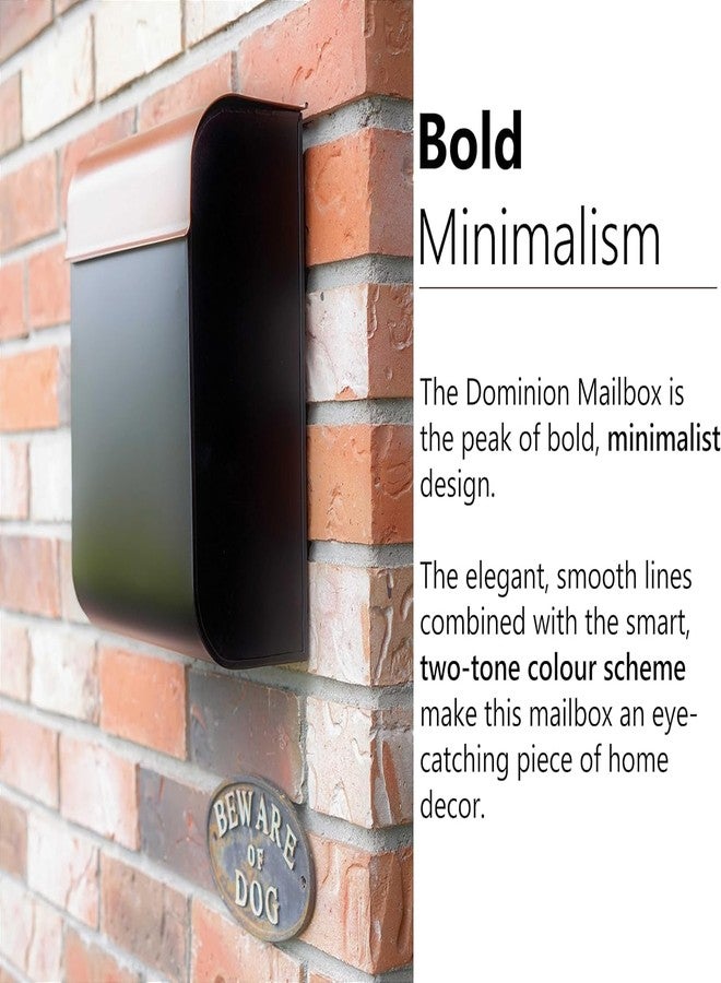 NACH Dominion Minimalist Mailbox, Wall Mount Mailboxes for Outside with Max Rust Protection, Black and Brown, 12x10x4.5 in, MB-8000 - Image 3
