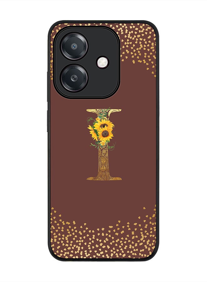 Stylizedd For Oppo A5i Case,Slim fit Camera Protection, Shockproof Thin Phone cover  - Custom Floral Monogram - I  (Brown )