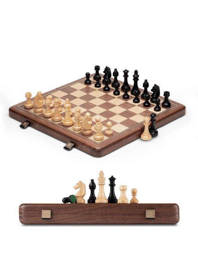 A&A Premium Natural Walnut Folding Chess Set, W/ 15" Board & 3" King Height Staunton Chess Pieces, Includes 2 Extra Queens And A Storage Bag - Image 3