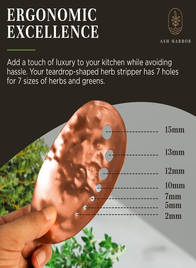 Ash Harbor Handmade Copper Herb Stem Stripper Bowl – Herb Stripper Tool with 7 Hole Sizes – Shred & Catch Herbs & Greens - 5.5 x 3.5 In. Fun and Unique Kitchen Gadgets – Homesteading Essentials by Ash Harbor - Image 4