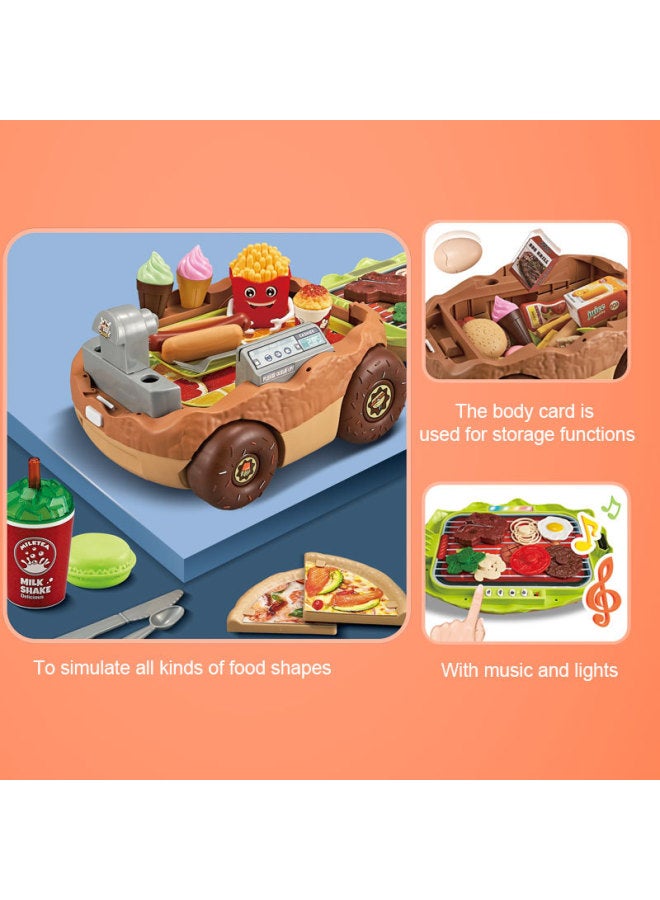 Large European And American Children's Kitchen Toy Hamburg Barbecue Cooking Cooking Kitchenware Tableware Selling Car-Color:Deluxe Burger (with 5 Batteries) - Image 3