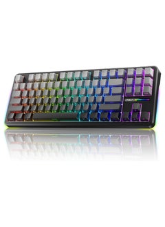 AULA F87 Wireless Side Engraved Keycaps Mechanical Keyboard,Tri-Mode BT5.0/2.4GHz/USB-C Gasket Hot Swappable, Pre-lubed Switches,75% TKL RGB Gaming Keyboard (Gradient Gray, Reaper Switch)