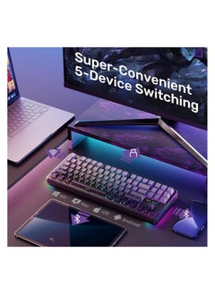 AULA AULA F87 Wireless Side Engraved Keycaps Mechanical Keyboard,Tri-Mode BT5.0/2.4GHz/USB-C Gasket Hot Swappable, Pre-lubed Switches,75% TKL RGB Gaming Keyboard (Gradient Gray, Reaper Switch)  - Image 3
