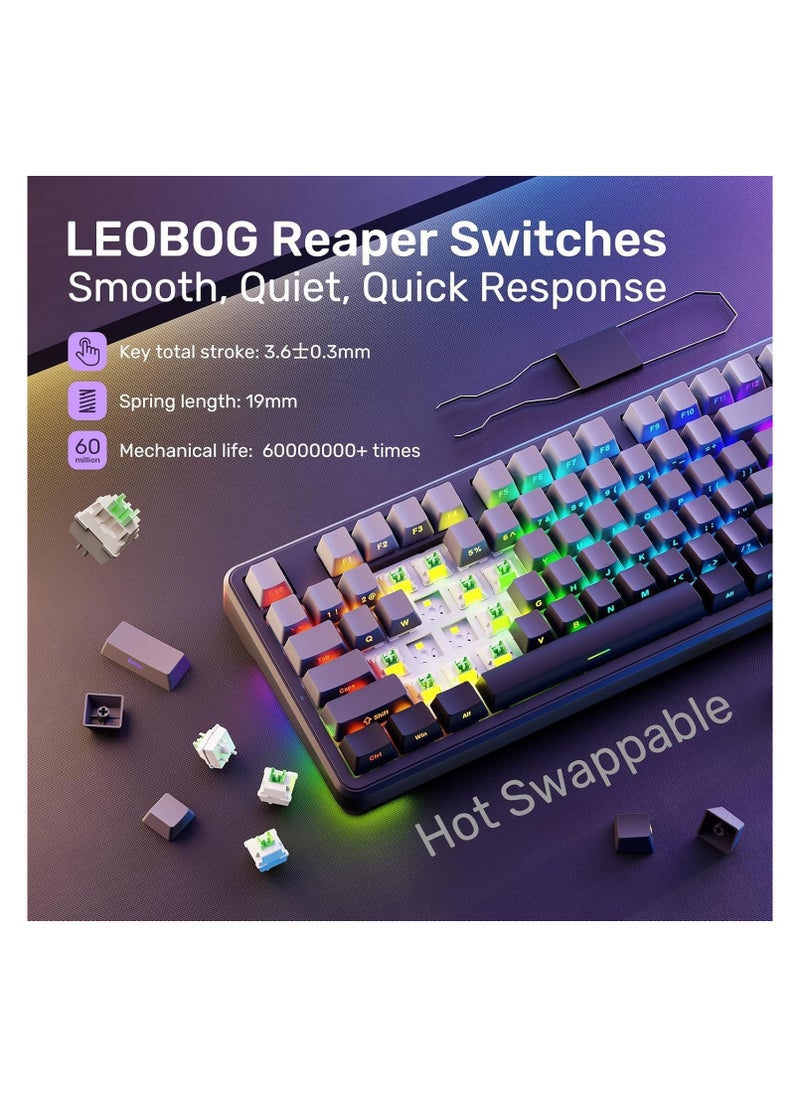 AULA - AULA F87 Wireless Side Engraved Keycaps Mechanical Keyboard,Tri-Mode BT5.0/2.4GHz/USB-C Gasket Hot Swappable, Pre-lubed Switches,75% TKL RGB Gaming Keyboard (Gradient Gray, Reaper Switch) - Image 1