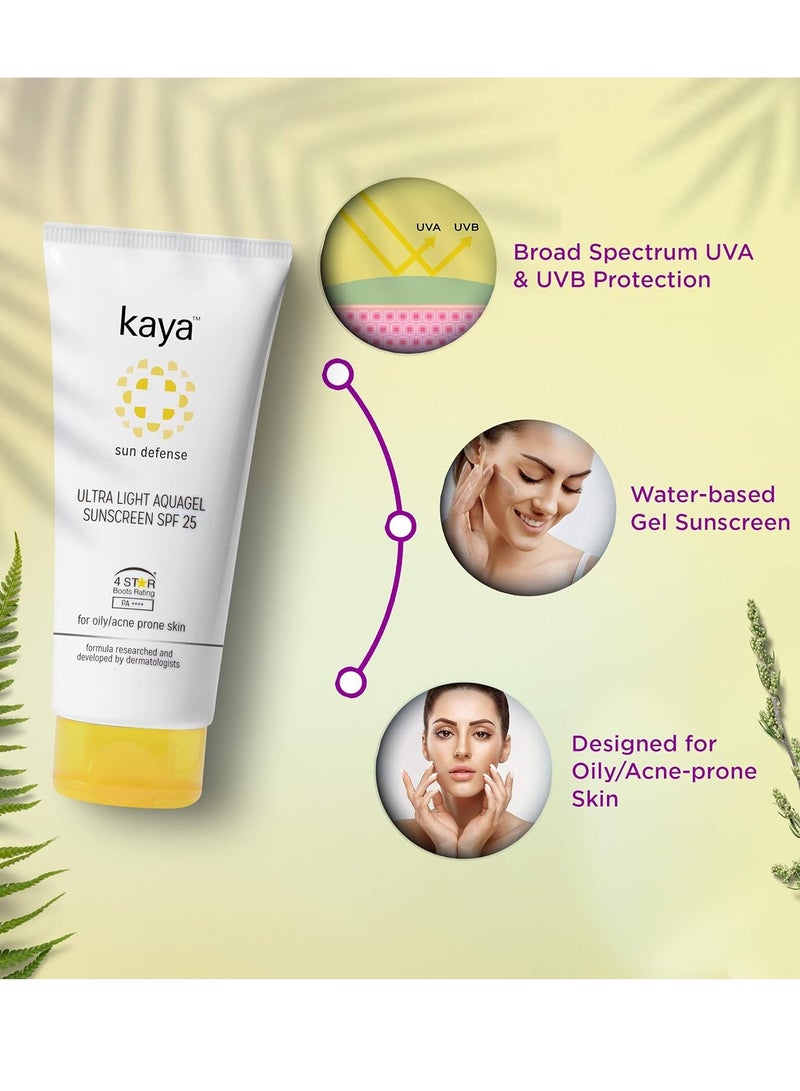 Kaya Clinic Ultra Light Aquagel Sunscreen Gel With SPF25 50ml Fragrance Free For Oily Acne Prone Skin  50ml - Image 2