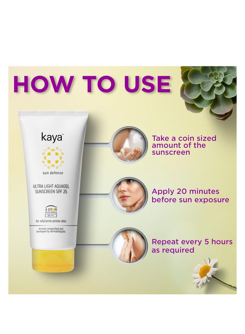 Kaya Clinic Ultra Light Aquagel Sunscreen Gel With SPF25 50ml Fragrance Free For Oily Acne Prone Skin  50ml - Image 4