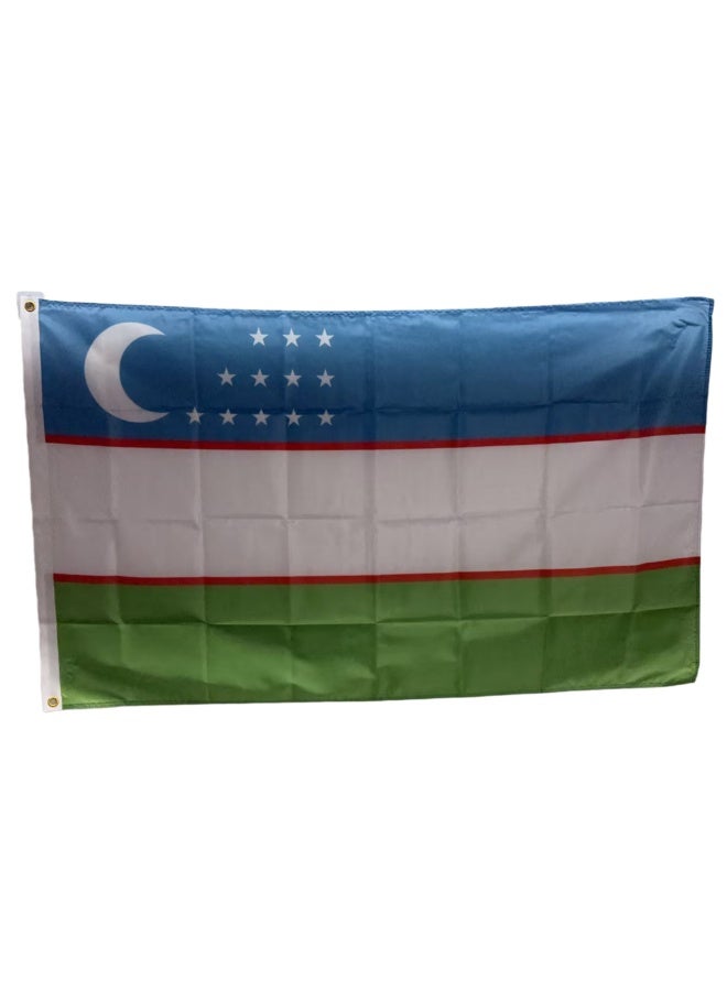 عاصفة العلم الأوزبكي 90x150cm (3x5ft) 100٪ البوليستر مع النحاس grommets - Image 1