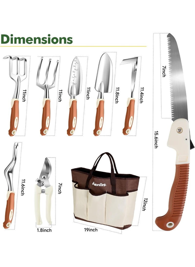 Generic Garden Tool Set,10 Pcs Heavy Duty Gardening Hand Tool Kit for Women Aluminum with Non Slip Ergonomic Handle, Storage Tote Bag and Gardening Gloves, Ideal Gifts for Women and Men  - Image 2