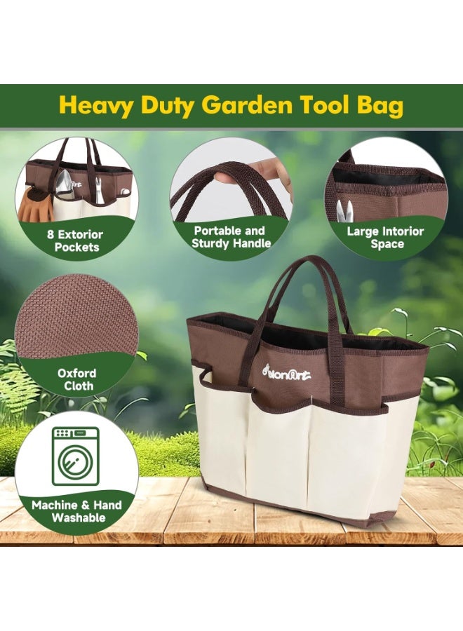 Generic Garden Tool Set,10 Pcs Heavy Duty Gardening Hand Tool Kit for Women Aluminum with Non Slip Ergonomic Handle, Storage Tote Bag and Gardening Gloves, Ideal Gifts for Women and Men  - Image 3