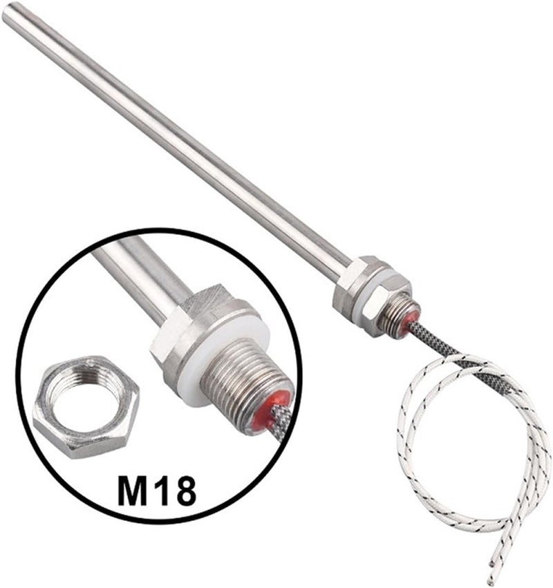 Cartridge Heater 220V Electric Tubular Heating Element M18 Immersion Heating Rod Element with Nut SUS304(350W 220MM) - Image 3