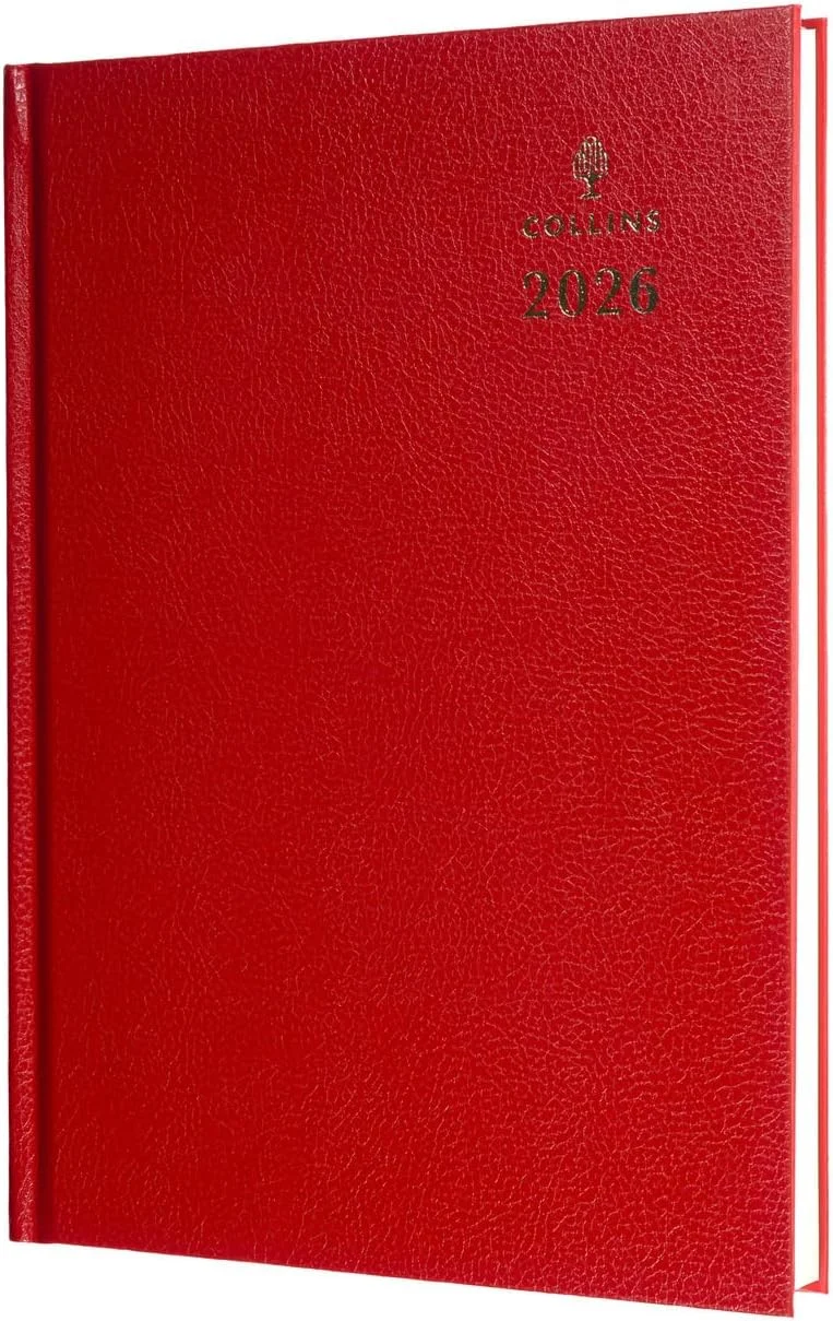 كولينز مخطط سنوي كولينز للمكتب   شهرًا، يوميات صفحة ليوم، غلاف مقوى  أحمر