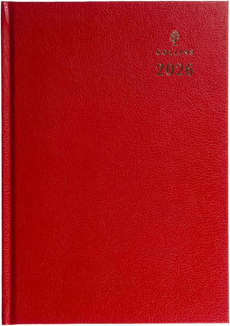 كولينز مخطط سنوي كولينز للمكتب   شهرًا، يوميات صفحة ليوم، غلاف مقوى  أحمر