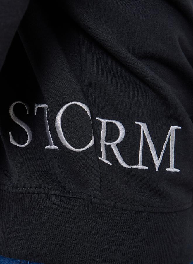 Styli Black Placement Print Oversized Hoodie - Image 4