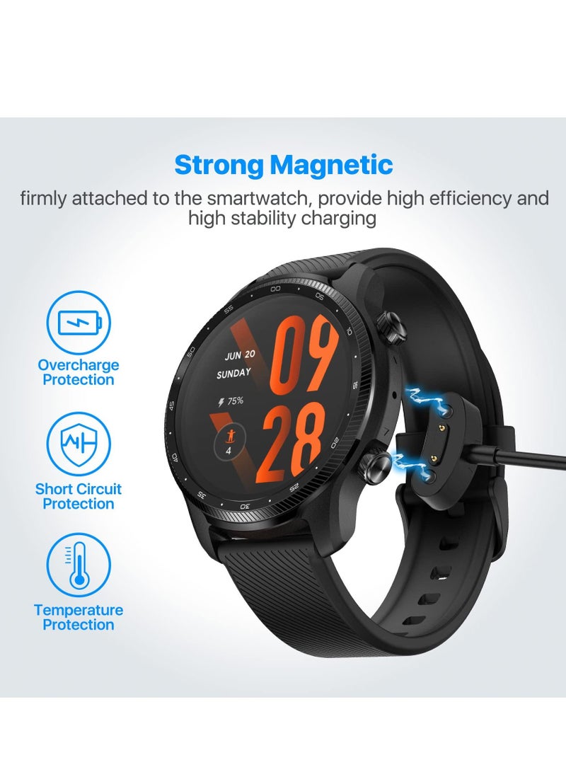 SYOSI 2 Pack Compatible with Ticwatch ProX/ E3/ pro3/ pro3 LTE3 Etc. Charging Cable, Portable Magnetic Charger Base Replacement Power Cable Smartwatch Charging Cable Replacement (Black) - Image 2