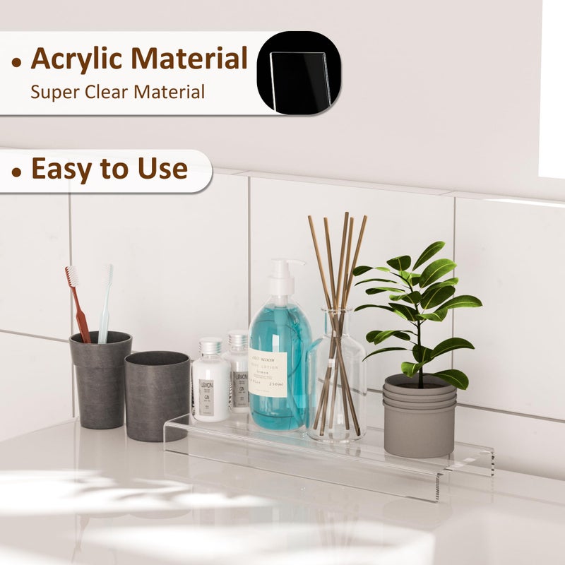 Sezanrpt Acrylic Shelf Riser 12x3.9x1 pack of 2, Clear Display Shelf 12â€ for Shoes, Glasses, Plants, Home Decors, Perfume, 12x3.9x1 Inch - Image 4