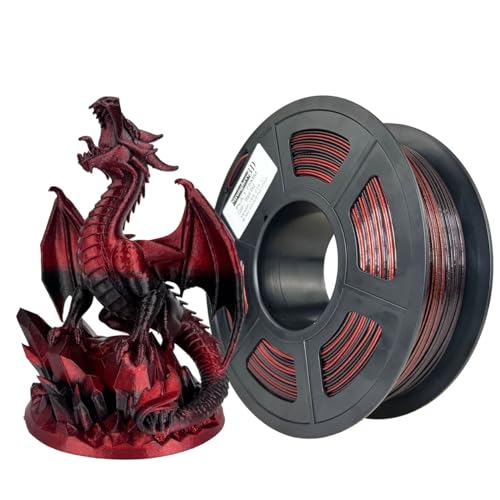 Stronghero3D PLA 3D Printer Filament 1.75 mm,PLA Silk Red,PLA Black,Accuracy +/- 0.05 mm net Weight 1 kg for Ender3 Cr10 - Image 1