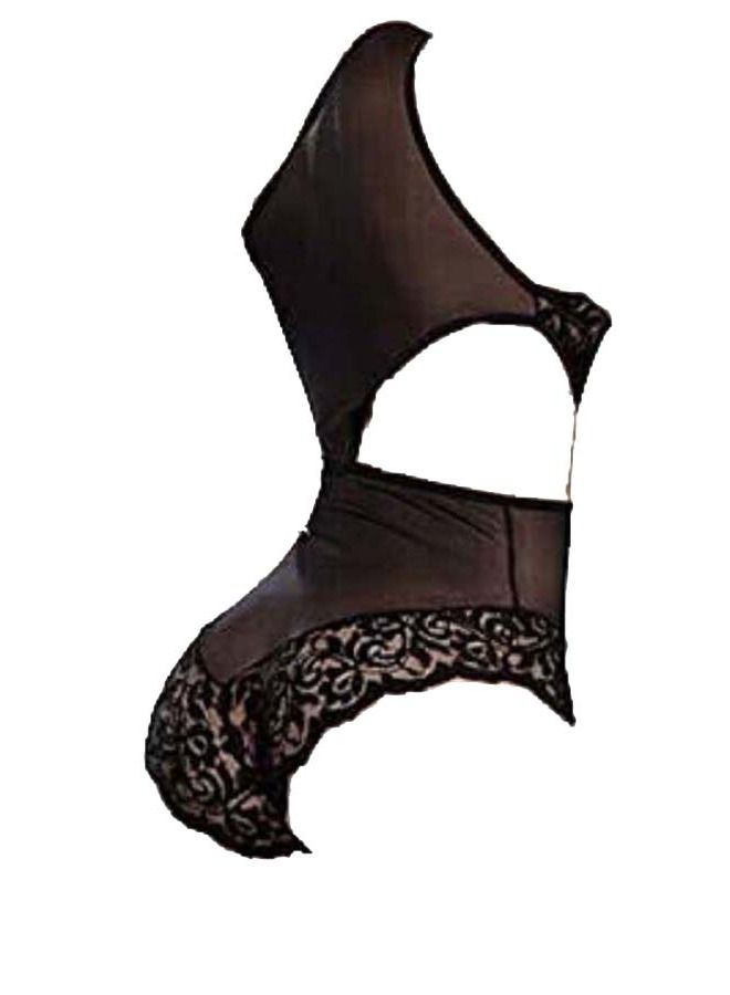 Women Lace Gauze One Shoulder Nightwear Bodysuit Lingerie - Image 2