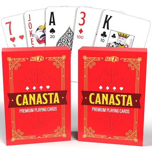 All7s Canasta Playing Cards with Point Values 2 Large Index Decks for Adults Seniors EasytoRead Jumbo Index Durable Cards for Smooth Gameplay - Image 1