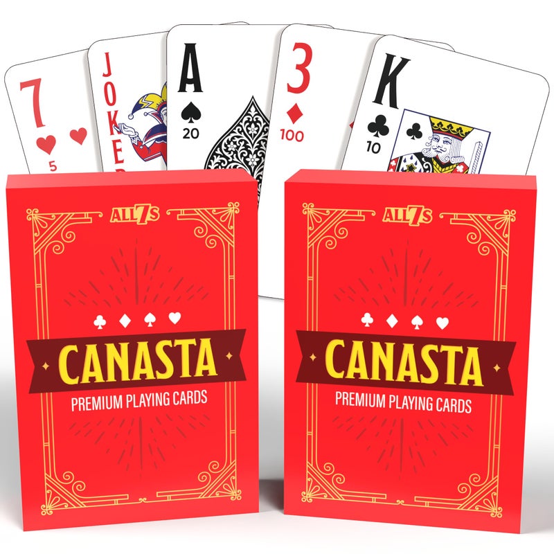 All7s Canasta Playing Cards with Point Values 2 Large Index Decks for Adults Seniors EasytoRead Jumbo Index Durable Cards for Smooth Gameplay - Image 3
