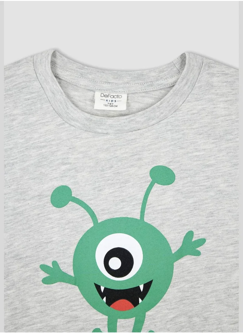 DeFacto Regular Fit Short Sleeve Monster Print Pyjama Set