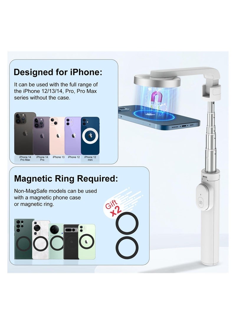 Generic Magnetic Selfie Stick, 29 inch Extendable Cell Phone Tripod Stand with Remote, Flexible Travel Tripod, Portable Phone Holder for Video Recording, Selfies, for iPhone 14/13/12 & All Smartphones  - Image 2