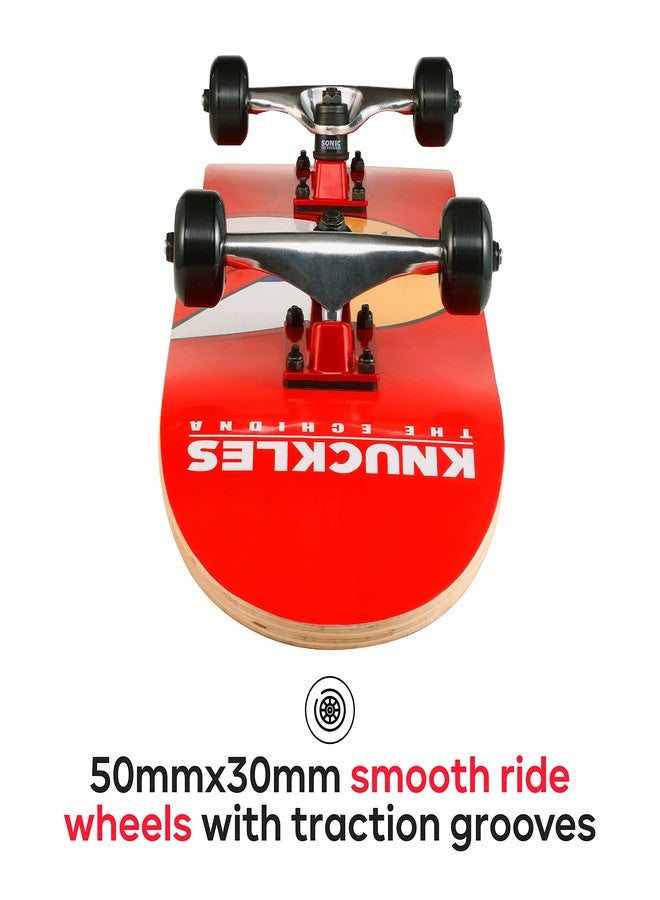 فوييجر لوح تزلج ساكار سونيك ذا هيدجهوج ناكلز مع شريط لاصق مطبوع عليه رسومات. مثالي للأطفال والمراهقين، لوح تزلج كروزر مزود بمحامل ABEC 5، سطح متين، وعجلات سلسة. - Image 4