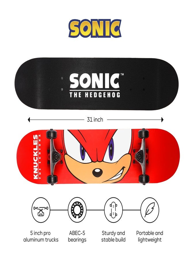 فوييجر لوح تزلج ساكار سونيك ذا هيدجهوج ناكلز مع شريط لاصق مطبوع عليه رسومات. مثالي للأطفال والمراهقين، لوح تزلج كروزر مزود بمحامل ABEC 5، سطح متين، وعجلات سلسة. - Image 2