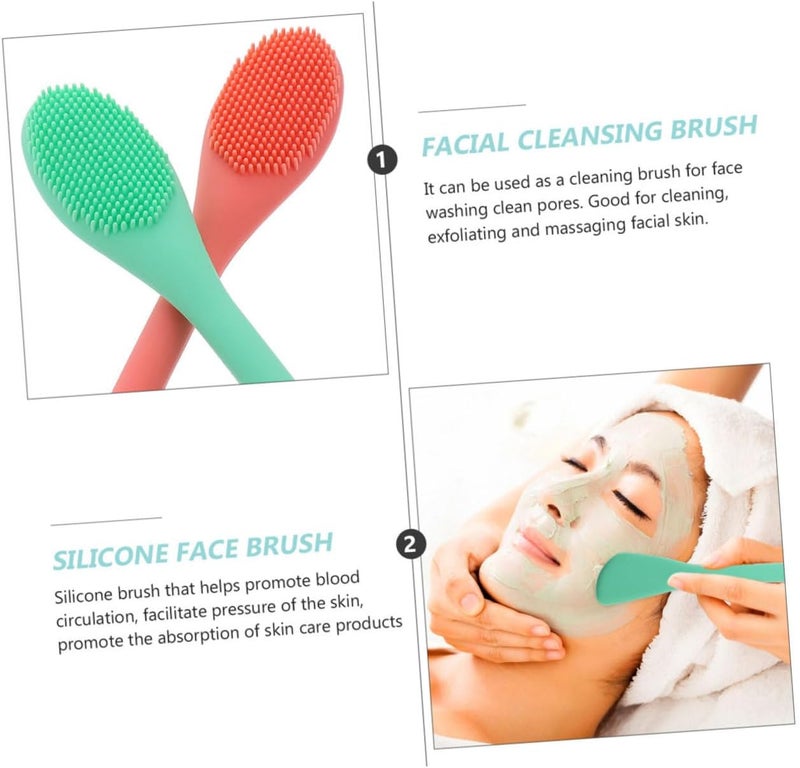 2pcs Dual- Face Cleansing Brush Multifunctional Facial Tool for Washing Exfoliating and Massaging Skin Lightweight and Travel-Friendly Design - Image 4