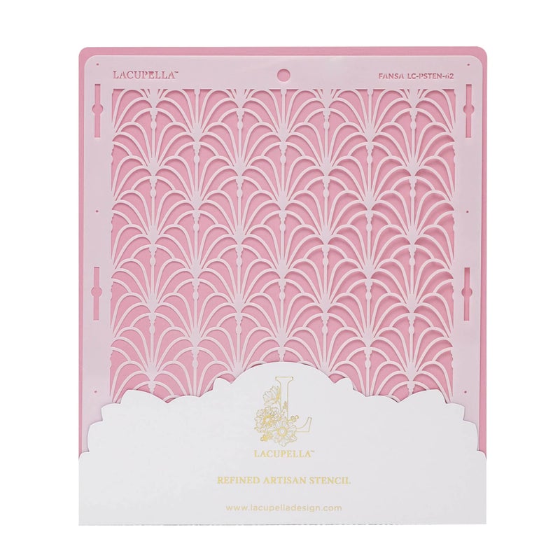 Lacupella Large Cake Decorating Stencil FANSA Fan Art Deco Pattern