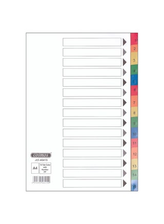 COSMOS PVS INDEX DIVIDER 15 COLOR TABS WITH NUMBER. 1X10PCS - pzsku/Z13897E5FCA0A271D0600Z/45/_/1715342191/f1c3b4a6-a037-4ebb-8c23-7de0476c6e17