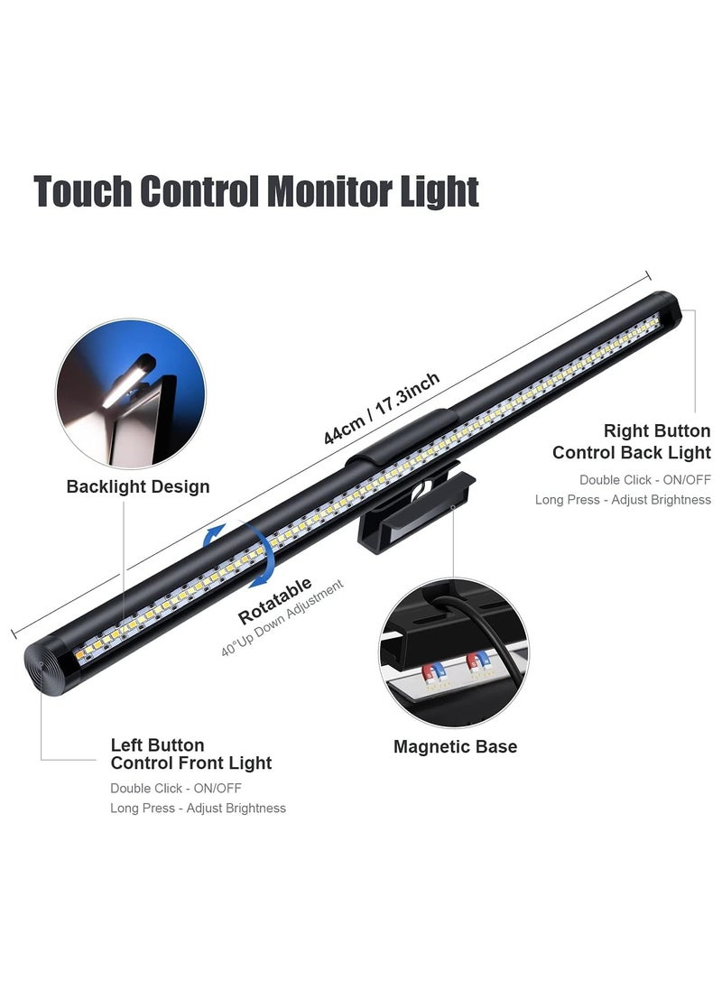 NNEWVANTE - Monitor Light Bar, RGB Monitor Light Screen Light Bar, Dual Light USB Powered Monitor Lamp, LED Computer Light, No Glare, Touch Control, 3-Color Mode, PC Desk Lamps for Home Office - Image 1