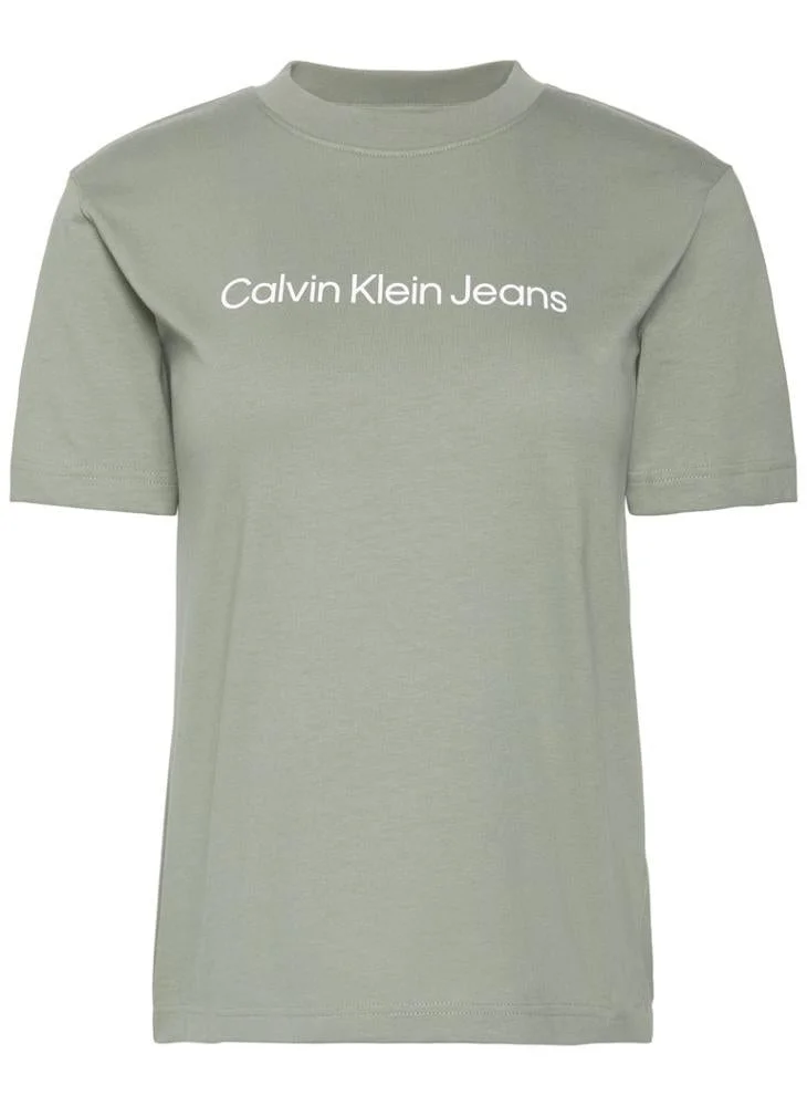 Calvin Klein Jeans Shadow Linear Logo Crew Neck T-Shirt for Women | Best Price UAE