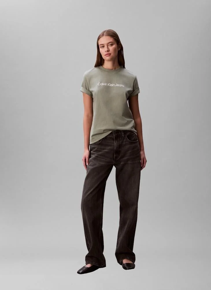 Calvin Klein Jeans Shadow Linear Logo Crew Neck T-Shirt for Women | Best Price UAE