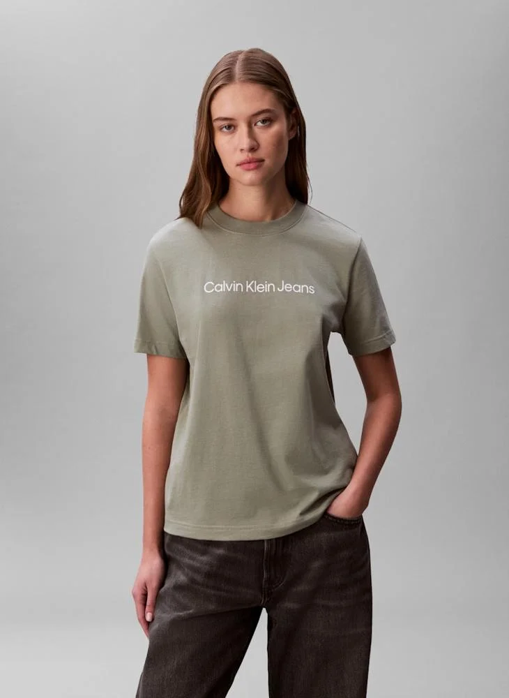 Calvin Klein Jeans Shadow Linear Logo Crew Neck T-Shirt for Women | Best Price UAE