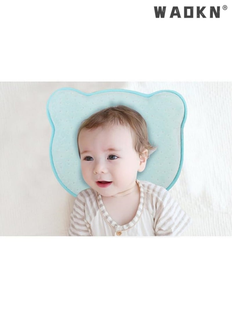 WAOKN Baby Pillow - Preventing Flat Head Syndrome (Plagiocephaly) for Your Newborn Baby，Made of Memory Foam Head- Shaping Pillow and Neck Support (0-12 Months) (Blue)  - Image 3