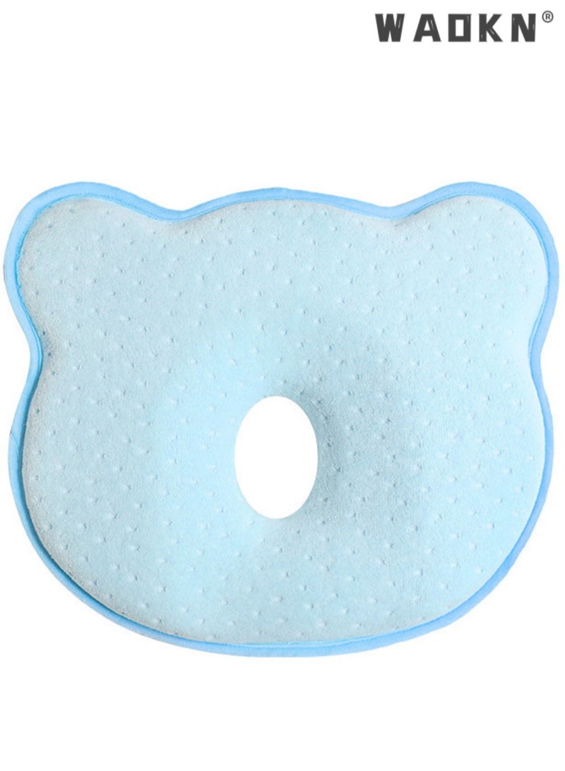 دبليو أيه أو كي أن وسادة الطفل - الوقاية من متلازمة الرأس المسطح ( انحراف الرأس ) في الأطفال حديثي الولادة ، مصنوعة من رغوة الذاكرة وسادة الرأس والرقبة الدعم ( 0-12 شهرا ) ( الأزرق ) - Image 1
