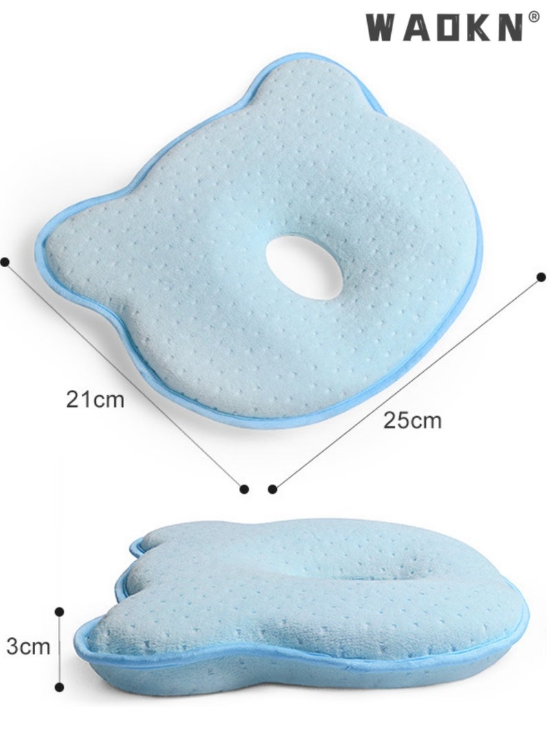 دبليو أيه أو كي أن وسادة الطفل - الوقاية من متلازمة الرأس المسطح ( انحراف الرأس ) في الأطفال حديثي الولادة ، مصنوعة من رغوة الذاكرة وسادة الرأس والرقبة الدعم ( 0-12 شهرا ) ( الأزرق ) - Image 5