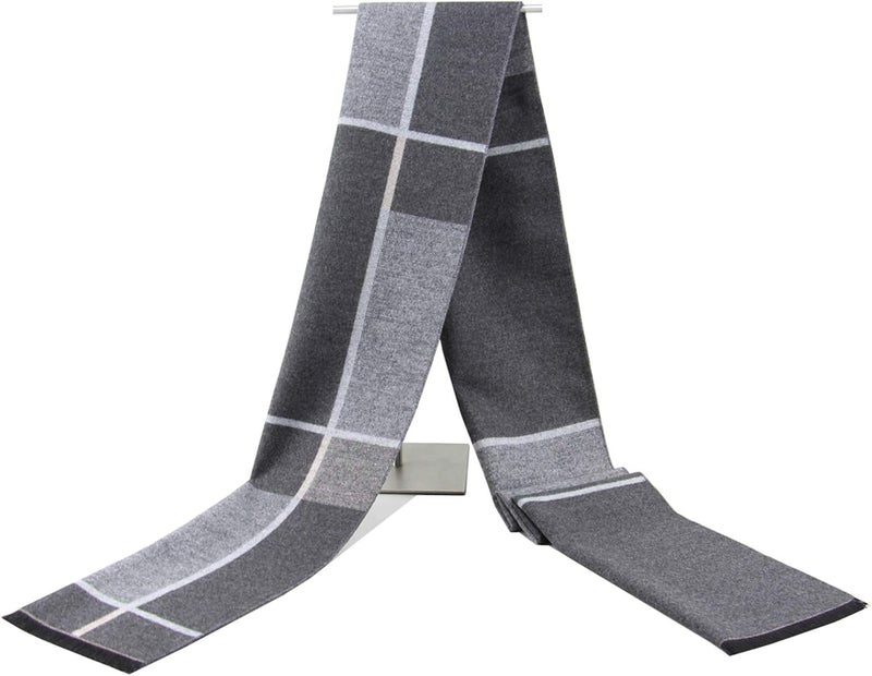 Rdylymx Men's Scarves Classic Arrival Winter Plaid Scarf Tassel Edge Soft Warm Scarf - Image 1