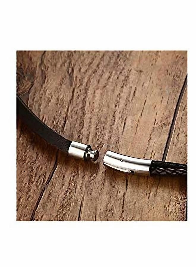 واي آند دي Braided Leather Rope Mens Wrap Surfer Cuff Bracelet & Bangle with Magnet Clasp - Image 4