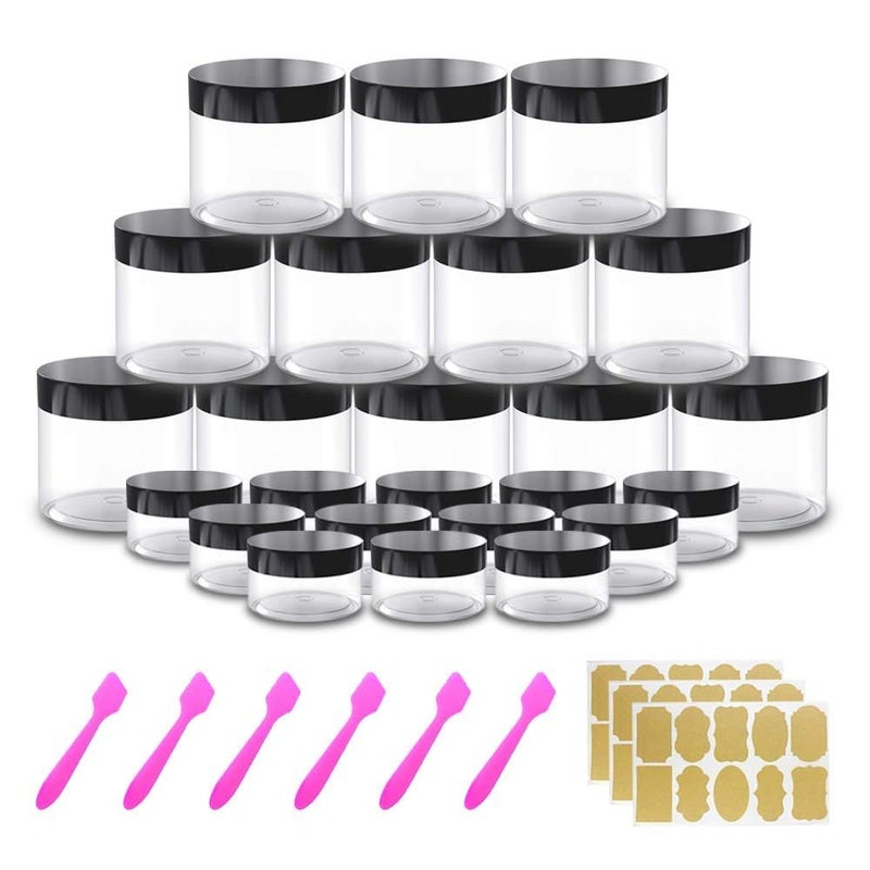 AMORIX 12 Pack 4 oz Small Plastic Containers with Lids+12 Pack 20g/20ml Cosmetic Sample Jar - for Lip Scrub, Body Butters, Cream, Slime, Craft Storage - Image 1
